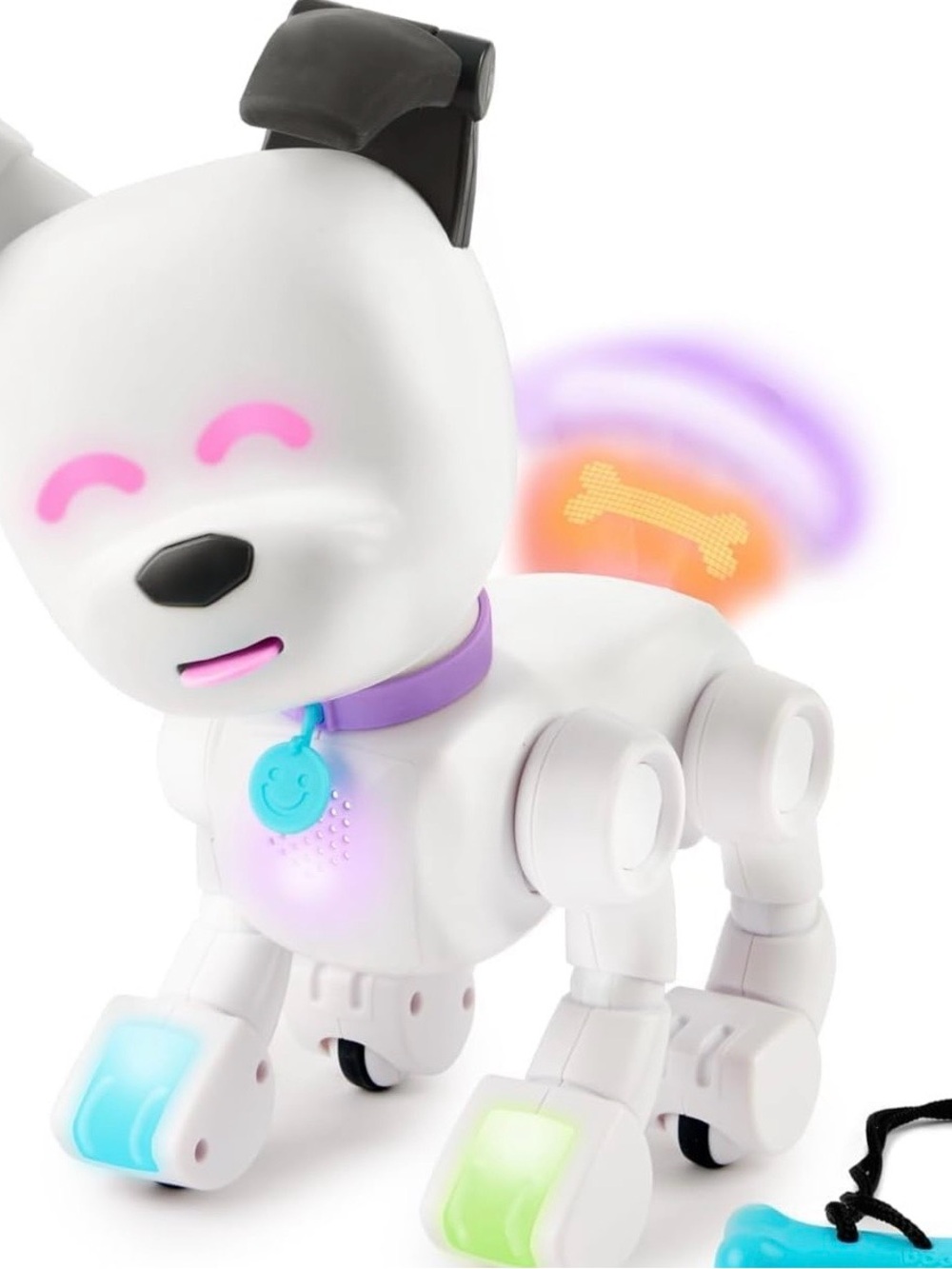 Dog E Interactive White Robotic Puppy Toy w/ bone and charging cable